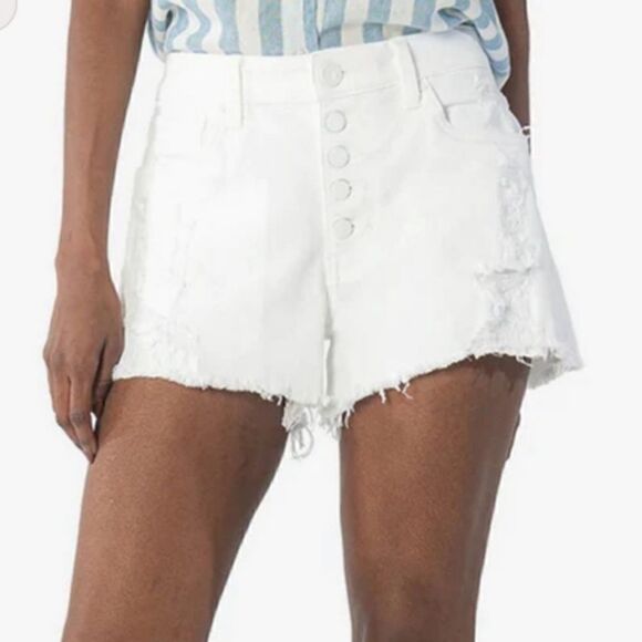 Kut from the Kloth NWT White Jane High Rise Short White Button Fly // … - Picture 1 of 7